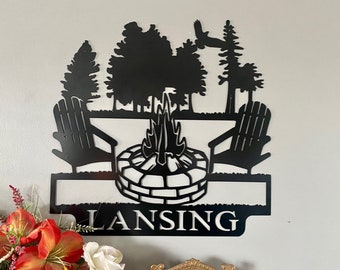Personalized Campfire Sign, Metal Outdoor Sign, Lake Life Sign, Campsite Sign, Metal Camping Sign, Outdoor Decor, Home Decor, Metal Wall Art