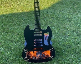 Outdoor Patio Fire Pit, Guitar Fire Pit, Guitar Gifts, Guitar Lover Gift, Metal Guitar, Garden Fire Pit,  Chimney Fire Pit, Music Lover Gift