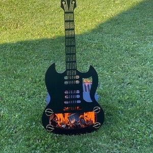 Outdoor Patio Fire Pit, Guitar Fire Pit, Guitar Gifts, Guitar Lover Gift, Metal Guitar, Garden Fire Pit,  Chimney Fire Pit, Music Lover Gift