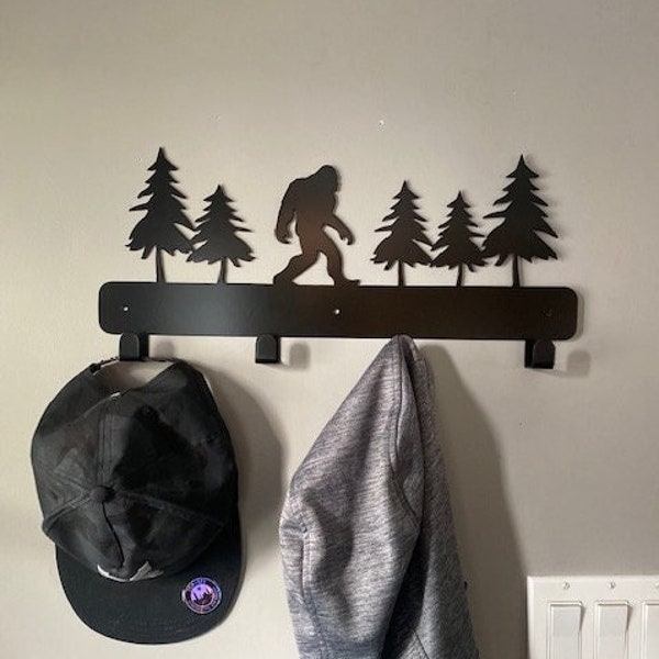 Unique coat rack wall mount, sasquatch decor, white elephant gifts funny Christmas gifts for Dad, Bigfoot gift for boyfriend, cryptidcore