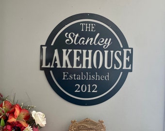 Lakehouse Sign, Lake Life Metal Sign, Front Porch Sign, Outdoor Wall Art, Custom Name Sign, Lake House Decor, Beach House Sign, Cabin Decor