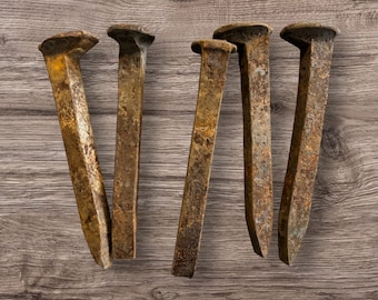 Railroad Spikes, Set of 5, Canadian Railroad Spikes, Rusty, Vintage