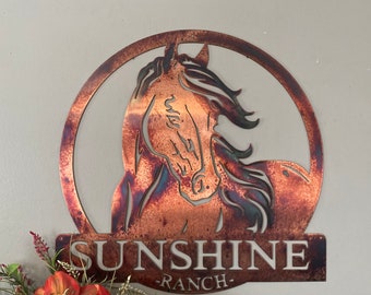Horse monogram, Personalized Horse gifts, Horse Decor, Metal Wall Art, Ranch Sign, Horse Gifts, farm sign, Metal Horse Sign, equestrian art