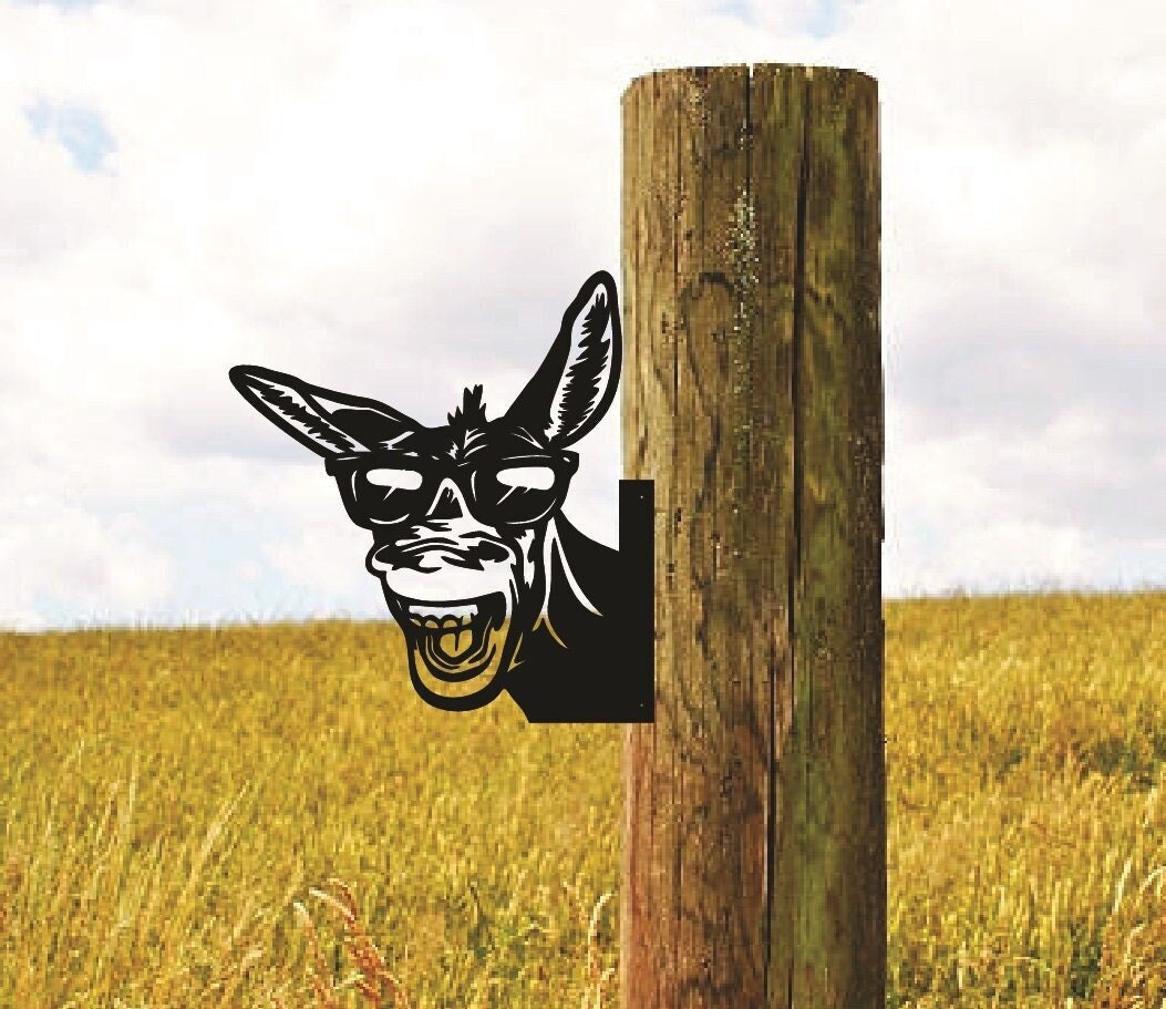 Metal Donkey Sign, Funny Animals, Outdoor Metal Sign, Peek A Boo Animals, Outdoor Decor, Backyard Decor, Yard Art, Garden Decor, Donkey Love