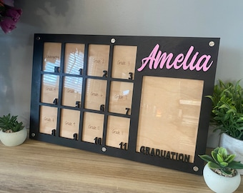 School Years Picture Frame, K-12 Picture Frame, Grade School Picture Frame, Photo Collage, Personalized Photo Frame, Wooden Picture Frame