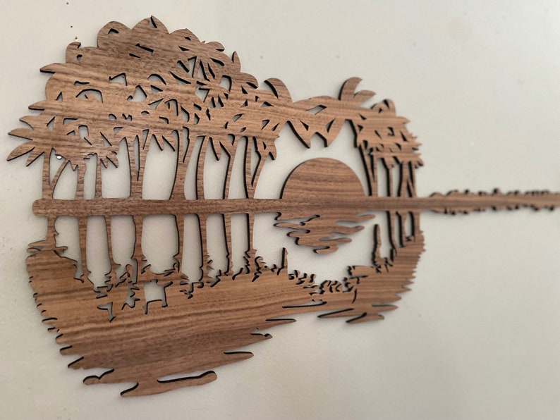 Music Lover Gift, Acoustic Guitar, Music Room Decor, Wood Decor, Guitarist Gift, Rustic Wall Art, Guitar Art, Abstract Sunset, Gift For Him image 8