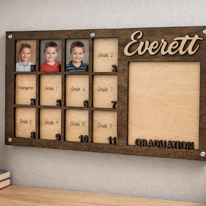 Cadre photo pour années scolaires, cadre photo K-12, cadre photo pour école primaire, collage photo, cadre photo personnalisé, cadre photo en bois