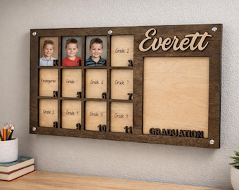 School Years Picture Frame, K-12 Picture Frame, Grade School Picture Frame, Photo Collage, Personalized Photo Frame, Wooden Picture Frame