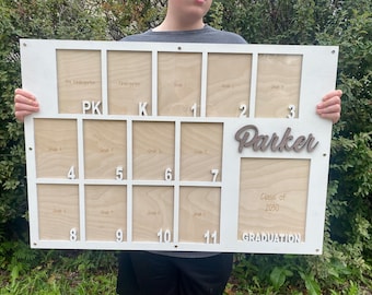 School Years Picture Frame, K-12 Picture Frame, Grade School Picture Frame, Photo Collage, Personalized Photo Frame, Wooden Picture Frame