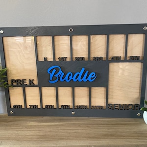 School Years Picture Frame, K-12 Picture Frame, Grade School Picture Frame, Photo Collage, Personalized Photo Frame, Wooden Picture Frame Pre K Grey