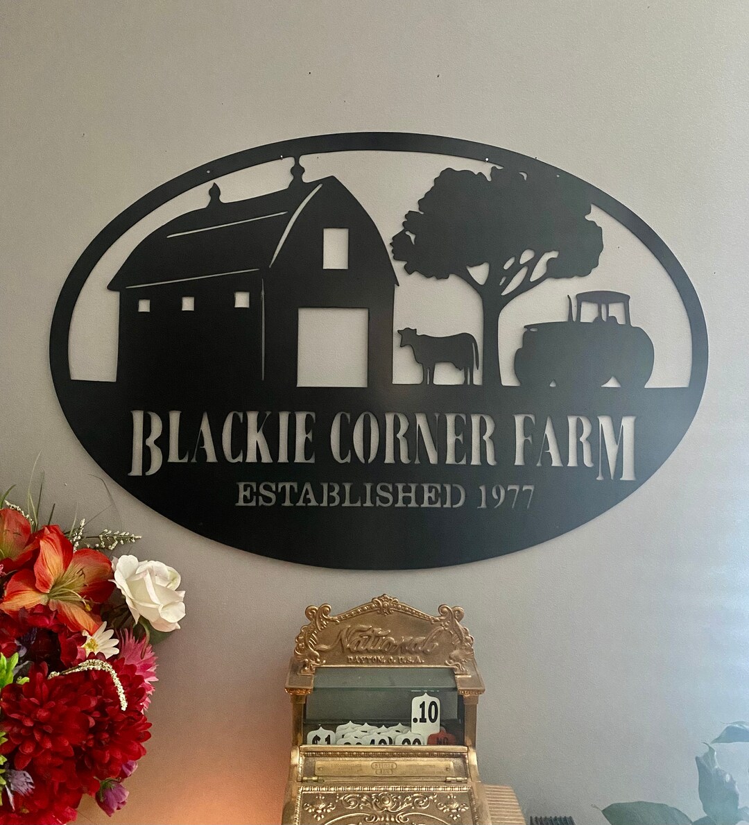 Metal Cow and Barn Farm Sign | Outdoor Farm Sign | Farmhouse Sign ...