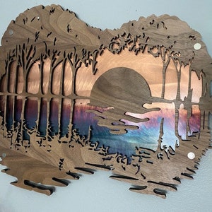 Music Lover Gift, Acoustic Guitar, Music Room Decor, Wood Decor, Guitarist Gift, Rustic Wall Art, Guitar Art, Abstract Sunset, Gift For Him image 5