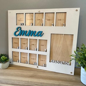 School Years Picture Frame, Pre-k to Graduation, Grade School Picture Frame, Photo Collage, Personalized Photo Frame, Wooden Picture Frame White