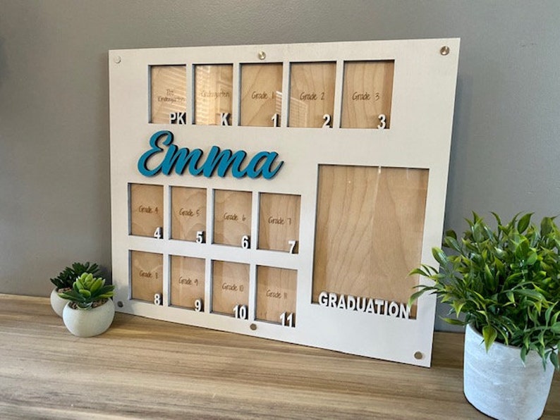 School Years Picture Frame, Pre-k to Graduation, Grade School Picture Frame, Photo Collage, Personalized Photo Frame, Wooden Picture Frame White