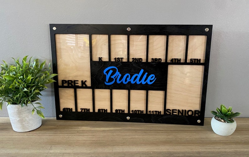 School Years Picture Frame, K-12 Picture Frame, Grade School Picture Frame, Photo Collage, Personalized Photo Frame, Wooden Picture Frame Pre K Black