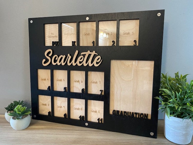 School Years Picture Frame, Pre-k to Graduation, Grade School Picture Frame, Photo Collage, Personalized Photo Frame, Wooden Picture Frame Black