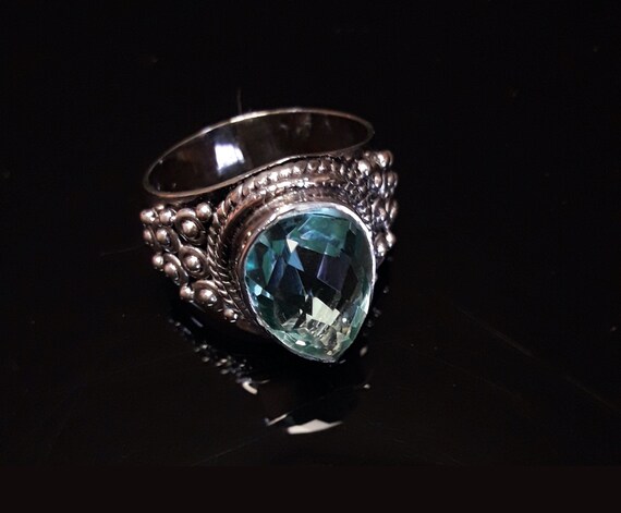 Vintage, Faceted Apatite Gemstone Sterling Silver