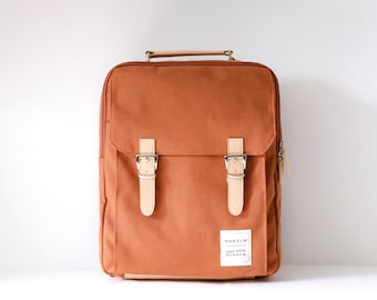 Canvas Backpack (Brick), Laptop Backpack, Air Mesh Padded Strap,College Bag,Canvas Rucksack,Back to School,Men Backpack