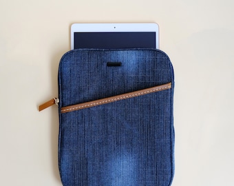 Denim iPad Case/ iPad Pouch, Tablet Sleeve for iPad Air, iPad mini 4/5/6, iPad 7/8/9/10