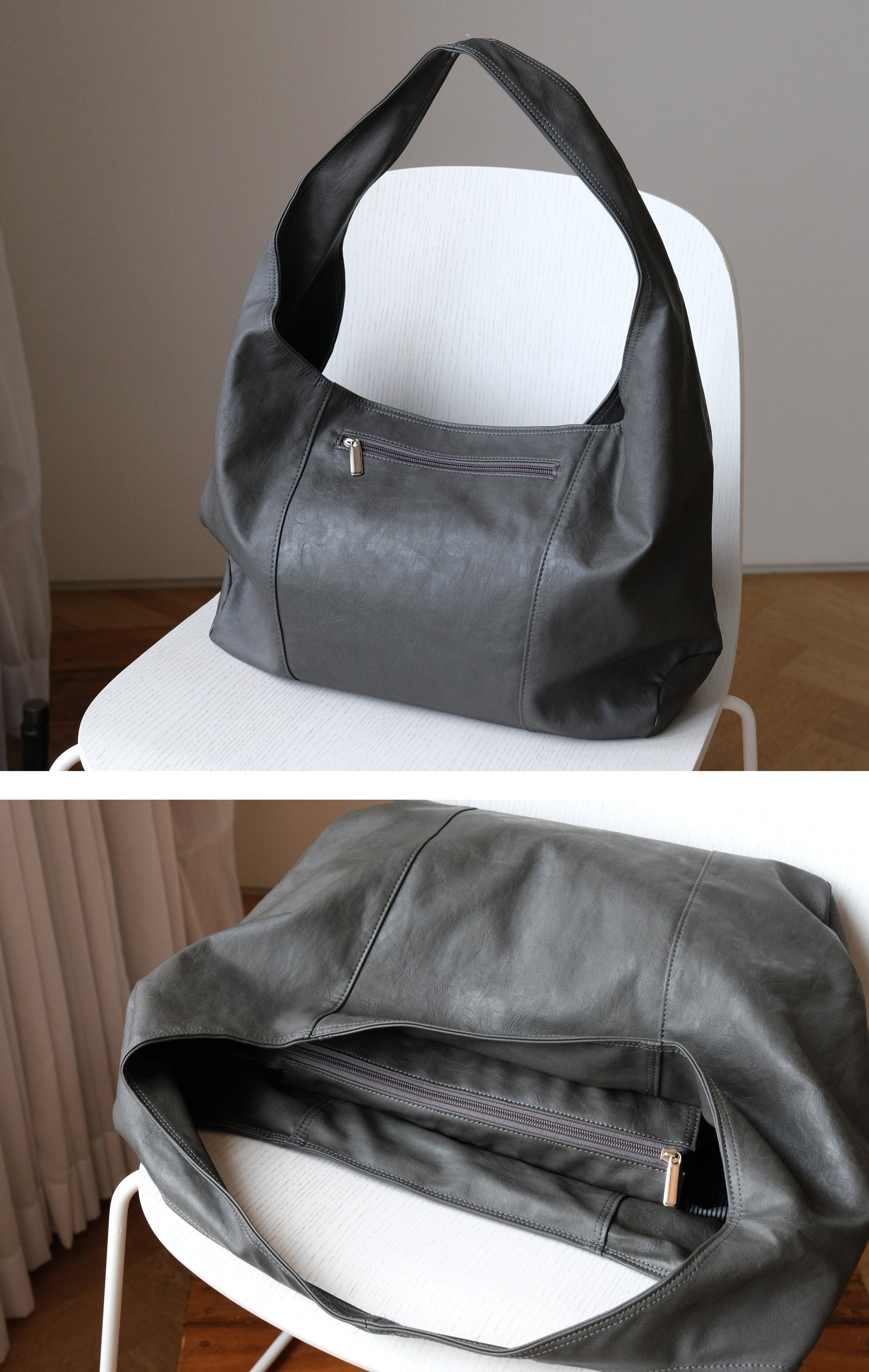●Fallett● Two Way Vegan Leather Hobo Bag Black FA2403BG13B TWO-WAY VEGAN LEATHER HOBO BAG BLACK - FALLETT | 60% - Asian