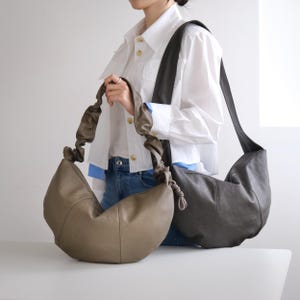 Halbmond Umhängetasche für Frauen, Wandelbare 2-in-1 Tasche, Schultertasche aus veganem Leder für Frauen