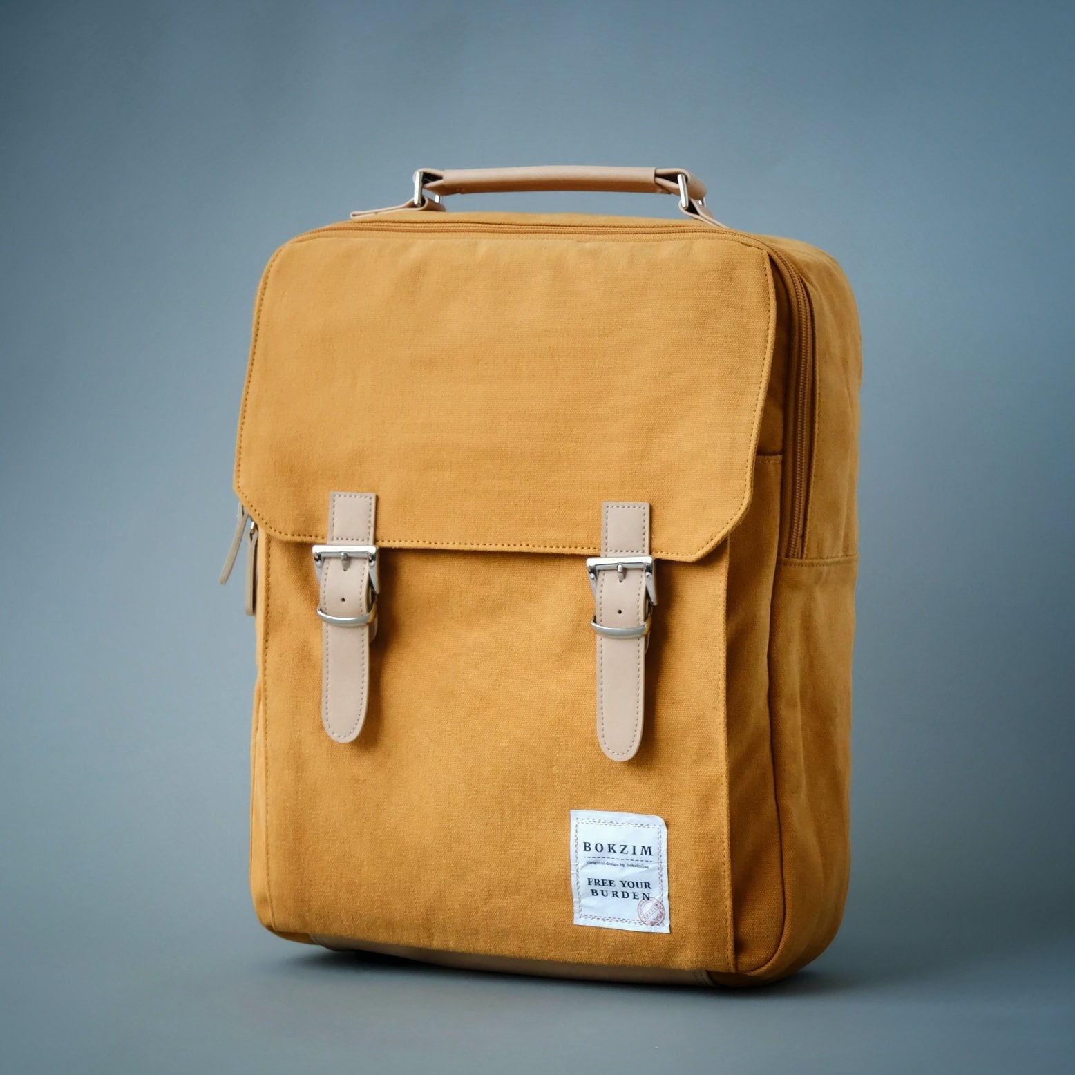 Canvas Backpack (Mustard), 16 Inch Laptop Backpack, Multi Pockets, Air Mesh Padded Strap,  Canvas Rucksack, Back to School, Work Bag