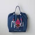Navy Embroidered Tote Bag, Lightweight Travel Tote Bag, Reusable Nylon Bag product logo