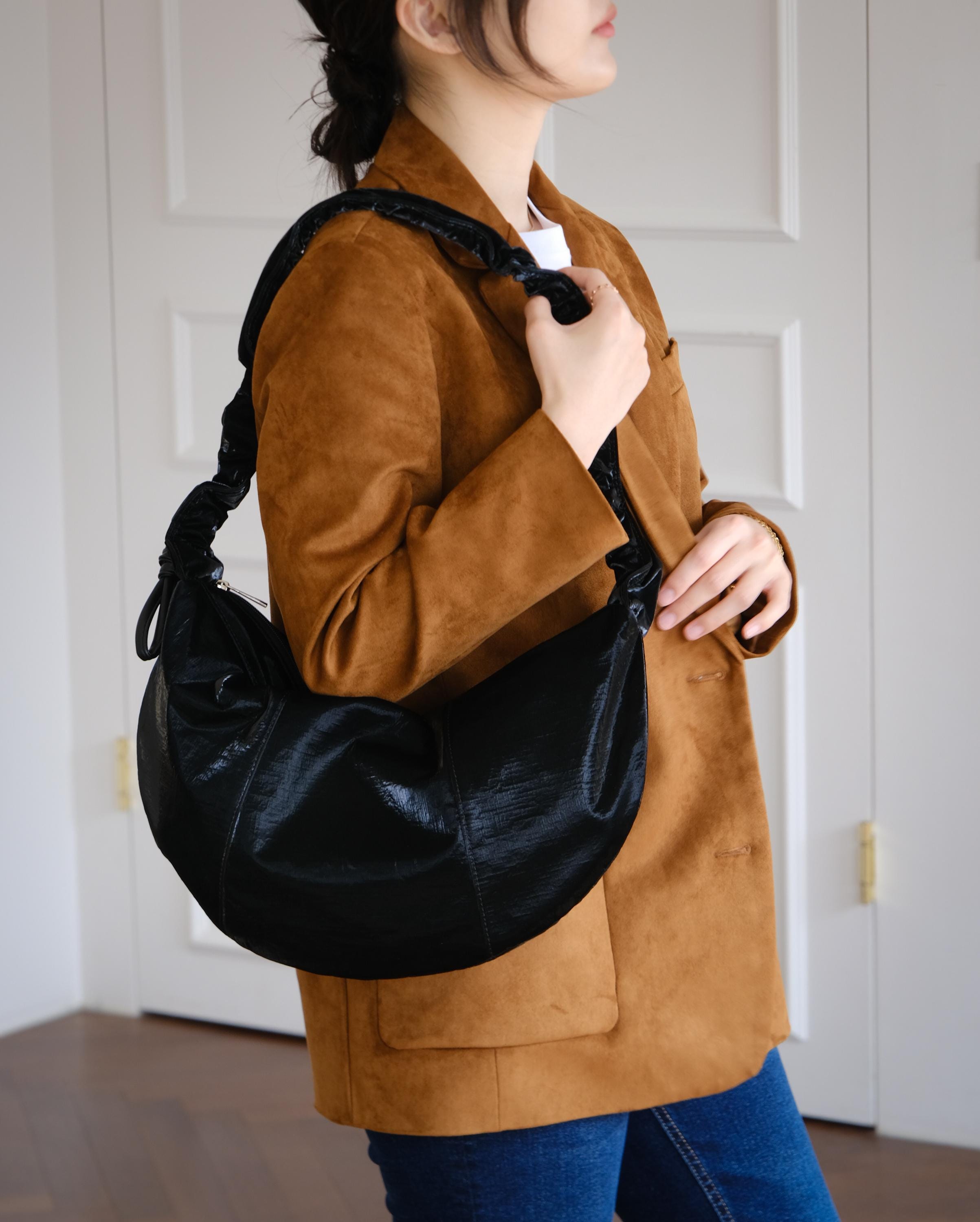 Half Moon Vegan Leather Crossbody Bag, Lightweight Shoulder Bag