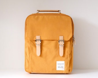 Canvas Backpack (Mustard), Laptop Backpack, Air Mesh Padded Strap, College Bag, Canvas Rucksack, Back to School