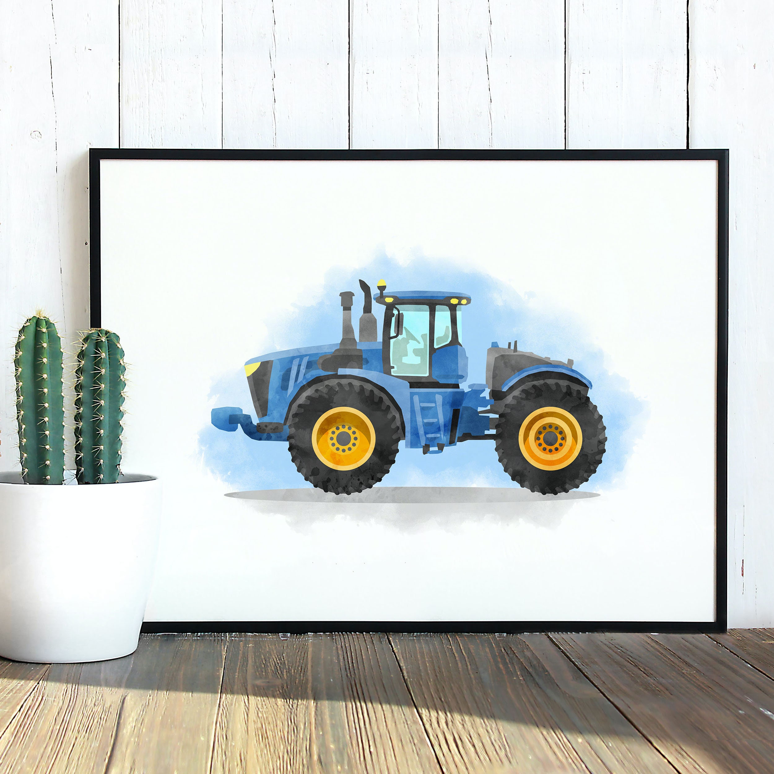 Blue Tractor Print Farm Tractor Decor Vehicle Prints for Etsy