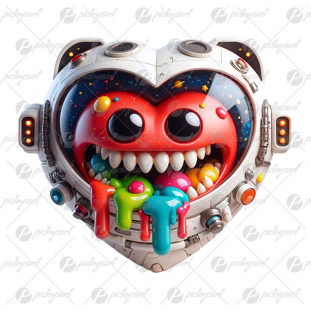 Cartoon smile heart, Alien space helmet, Heart astronaut illustration PNG, Celebration of love, Valentine's Day, Smile and holiday gift