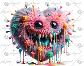 Fur heart, Furry monster, Celebration of love, Valentine&#39;s Day, Cute smiling holiday gift PNG