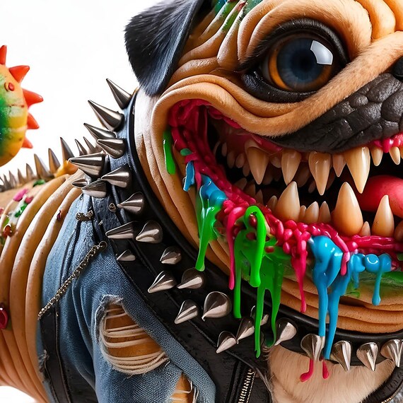 Cool Pug Punk, Cute Dutch Bulldog, Funny Smiling Dog, Sweet Pets