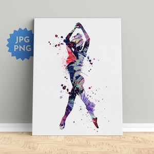Print dansers, afdrukbare dans, kunst aan de muur dansend meisje, inrichting danskamer, danssublimatie