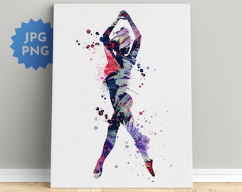 Dancer print, Dance printable, Dancing girl wall art, Dance room decor, Dance sublimation
