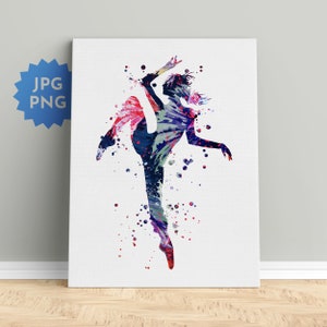 Dancer art print, Dancing wall decor, Dancing girl silhouette, Dance artwork, Dance sublimation designs