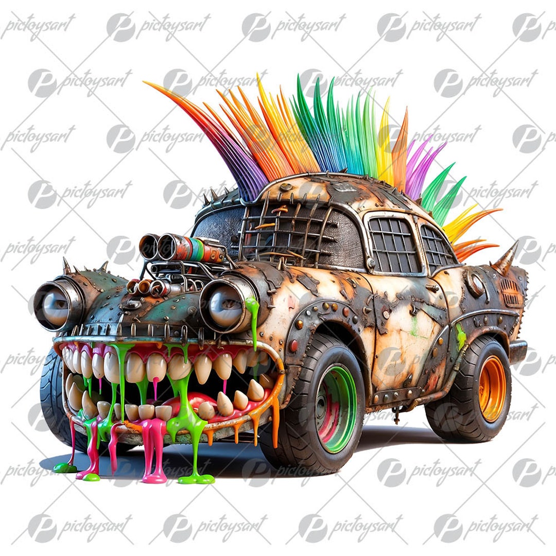 Cool Sports Car Monster, Mad Muscle Car Pink, Motorsport Art, Racing Car  and Crazy Speed, Cartoon Extreme Vehicle in PNG - Etsy, image size:1080x1080