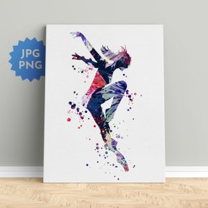 Dansende meisjesprint, afdrukbaar decor voor dansstudio of thuis, danskunstprint, sublimatieafbeelding, cadeau-idee dansmeisje