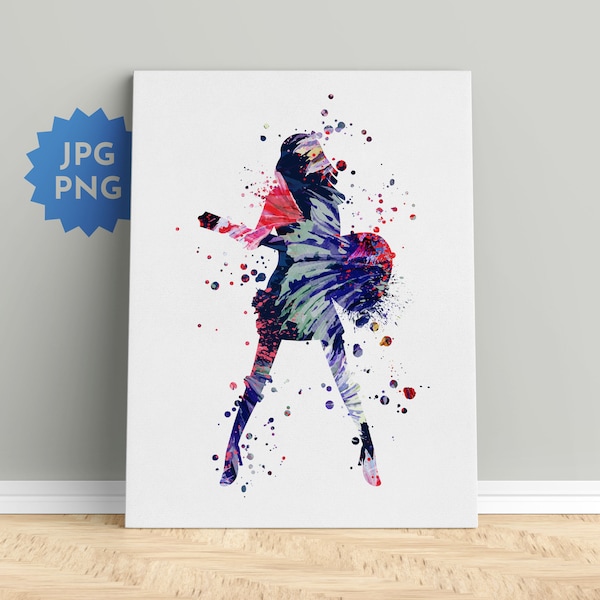 Girl guitar print, Music girl, Music prints wall art, Music studio decor, Girls room decor ideas