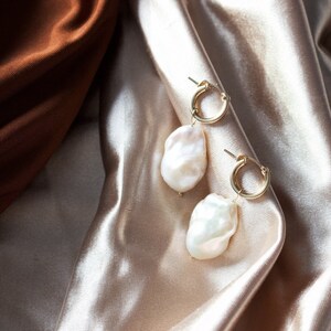 Bold Baroque Pearl Earrings in 14K Gold Filled