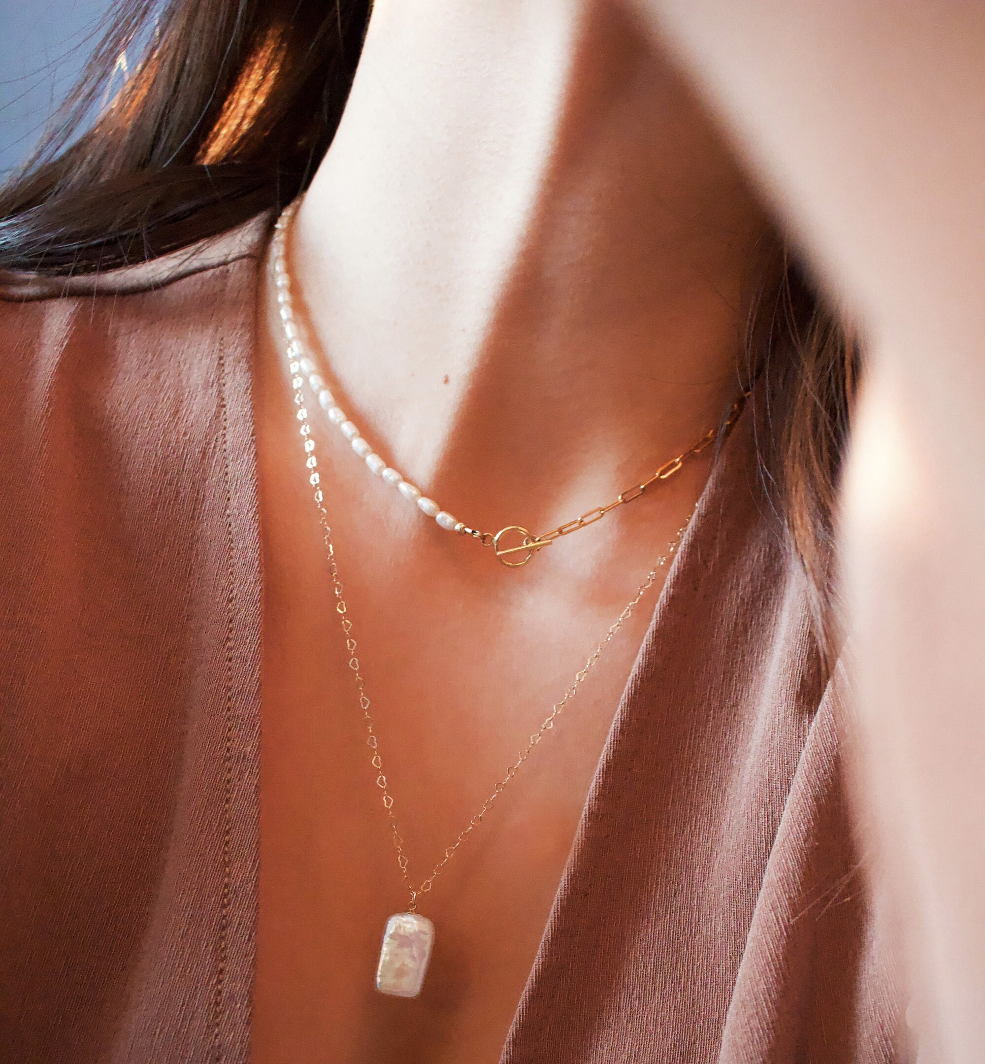 Collana Girocollo Con Perla, Placcata Oro 14k, Delicata A Goccia, Regolabile 42+5 Cm, Gioiello Vintage Per Donna, Regalo
