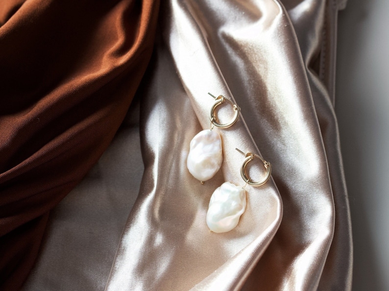 Bold Baroque Pearl Earrings in 14K Gold Filled