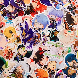 Genshin Impact [原神] : Sticker vinyle imperméable Chibi| Sticker pour ordinateur portable | * NOUVEAU *[ Furina | Neuvillette | Wriothesley | Arlequin | Navia]