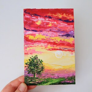 Pintura toscana papoula arte original pintura a óleo flores arte de parede pequena arte 6 por 4 "por Julia Happy Art