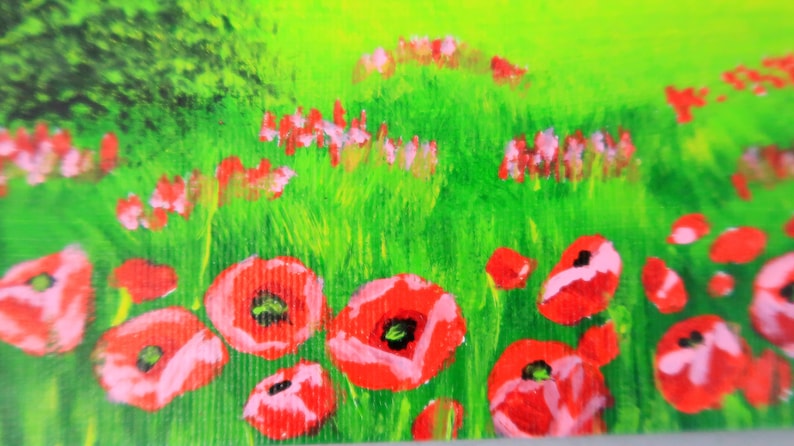 Tuscany Painting Poppy Original Art Acrylic Painting on Canvas Flowers Wall Art Small Artwork 7 by 7 by Julia Happy Art