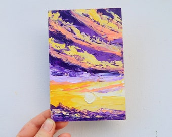 Vermont Oil Painting Impasto Original Art Mountain Oil Painting Small Original Artwork 6 by 4" Above Bed Art by Julia Happy