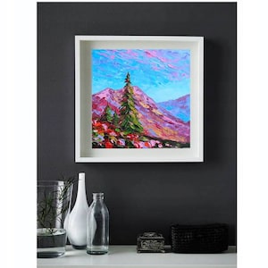 Colorado Painting Rocky Mountains Original Art Wall Art Hiking Impasto Oil Painting Small Artwork 6 by 6 in byJulia Happy Art
