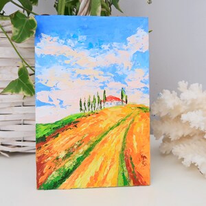 Pintura toscana girassol arte original pintura a óleo flores arte de parede pequena arte 6 por 4 "por julia happy art