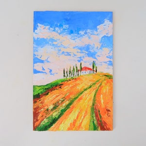 Pintura toscana girassol arte original pintura a óleo flores arte de parede pequena arte 6 por 4 "por julia happy art