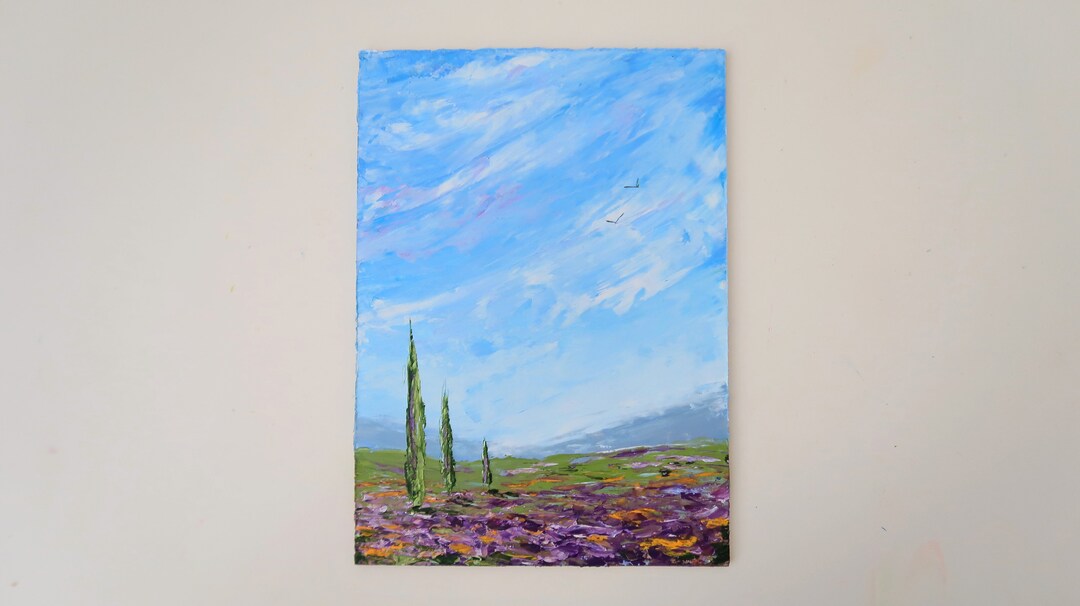 Tuscany Painting Lavender Original Art Landscape Wall Art Impasto Oil ...